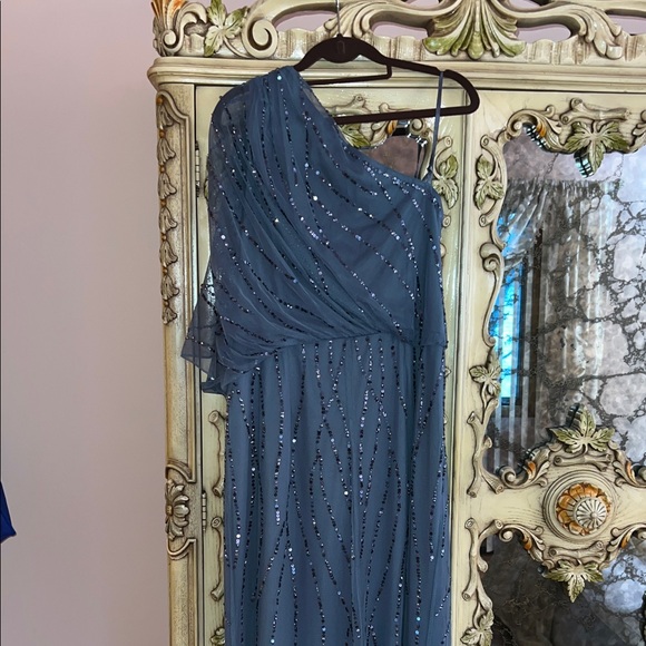 Adrianna Papell Slate Blue Sequin Gown - Picture 5 of 5